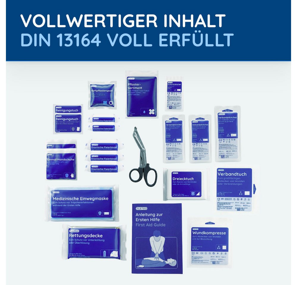 FLEXEO KFZ-Verbandtasche DIN 13164:2022, (1 St), Erste-Hilfe-Set für Autos, PKWs Bild 4