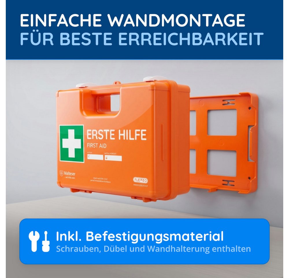 FLEXEO Erste-Hilfe-Koffer DIN 13169, (1 St), Verbandkasten für Unternehmen, öffentliche Einrichtungen, Zuhause