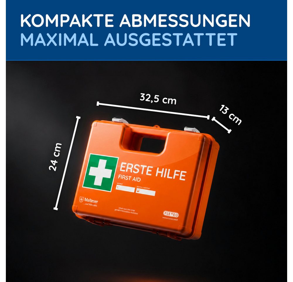 FLEXEO Erste-Hilfe-Koffer DIN 13169, (1 St), Verbandkasten für Unternehmen, öffentliche Einrichtungen, Zuhause Bild 2