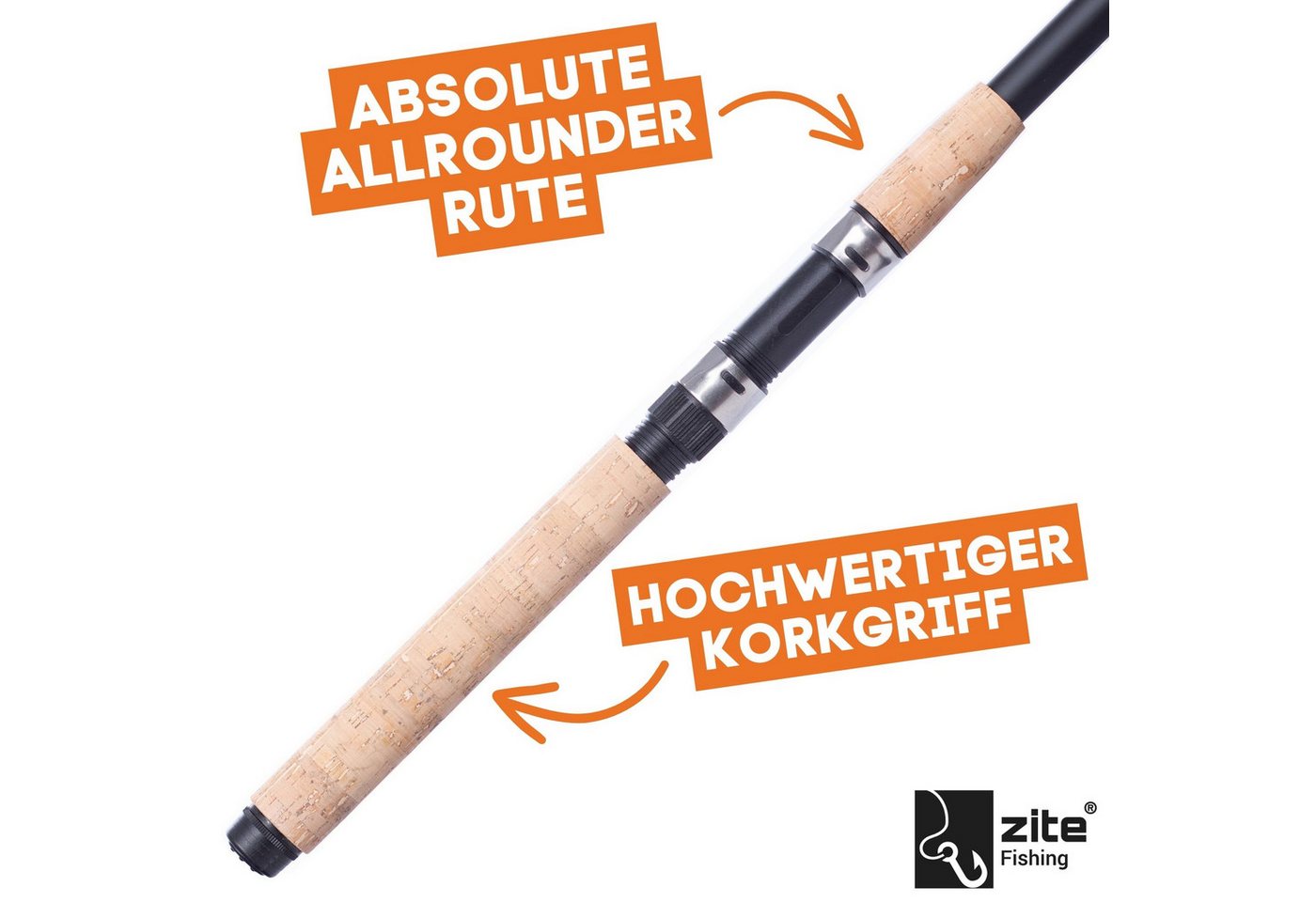 Zite Stationärrolle mit 2 vorgespannten Spulen und 2,70m Teleskoprute, Vorfachhaken & mehr, Starterset, für Aal-Angeln) Bild 2