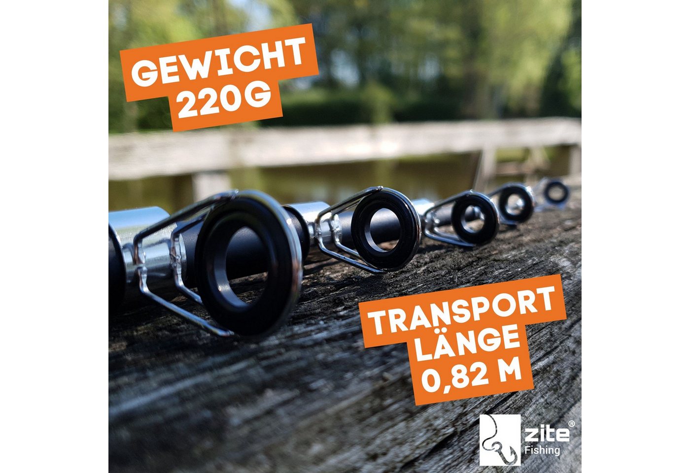 Zite Stationärrolle mit 2 vorgespannten Spulen und 2,70m Teleskoprute, Vorfachhaken & mehr, Starterset, für Aal-Angeln) Bild 4
