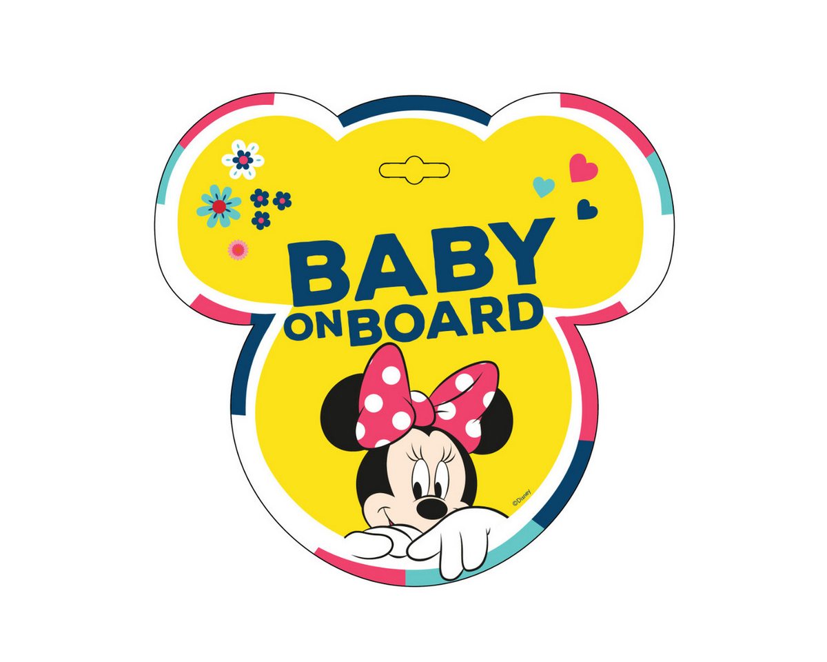 Disney Minnie Mouse Warnschild Baby on Board Schild Auto mit Saugnapf Hinweis Schild fürs Fenster Bild 2