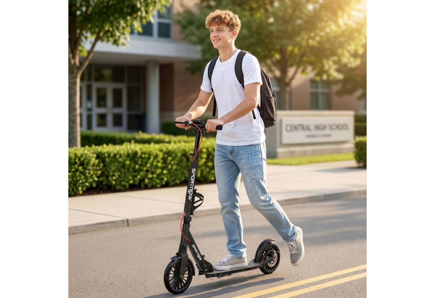 ibettertec Cityroller Cityroller, Cityroller, Stabiler Aluminium-Roller​, Höhenverstellbar​, 150 W, (1 tlg), Stabiler Aluminium-Roller, Big Wheel 230mm, höhenverstellbar, faltbar Bild 2