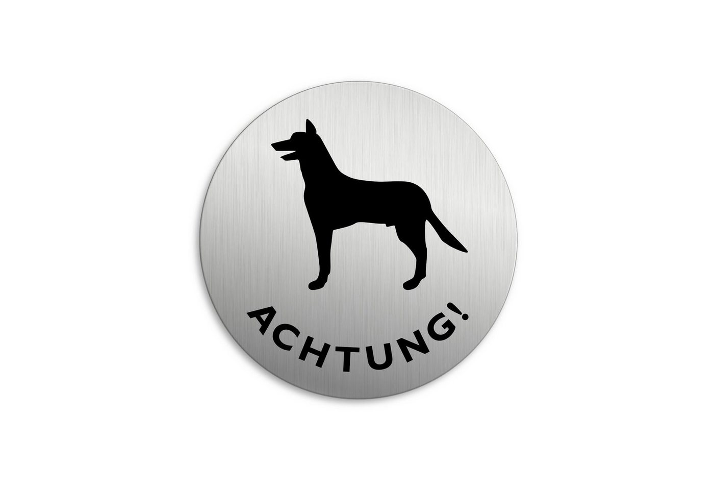 OFFORM DESIGN Hinweisschild Achtung Hund Ø 75 mm Edelstahloptik selbstklebend, (1 St)