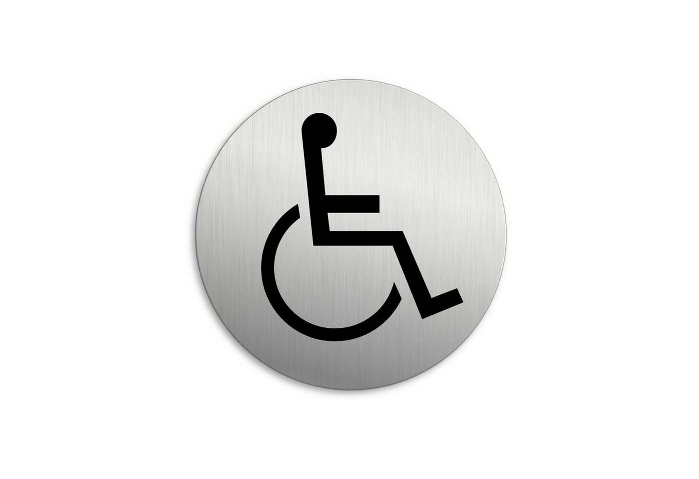 OFFORM DESIGN Hinweisschild Behinderte / Rollstuhl Ø 75 mm Edelstahloptik selbstklebend, (1 St)