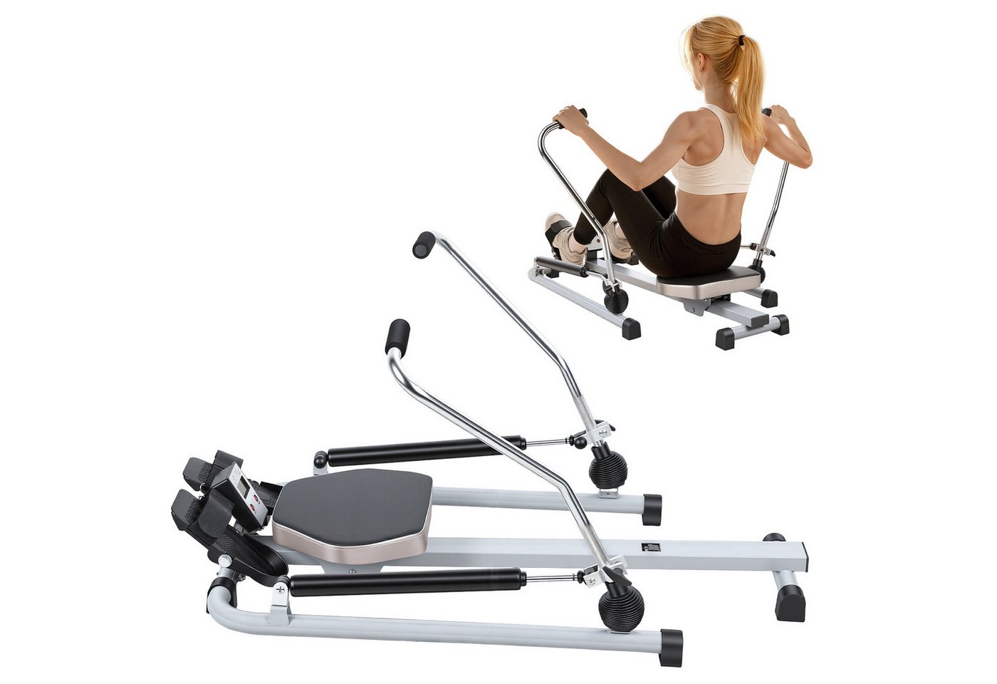 Rutaqian Heimtrainer Heim-Rudergerät, Hydraulisches Rudergerät mit LCD-Monitor, Rudergerät einstellbarem Widerstand bis zu 50 kg und großem, bis 120KG Bild 5