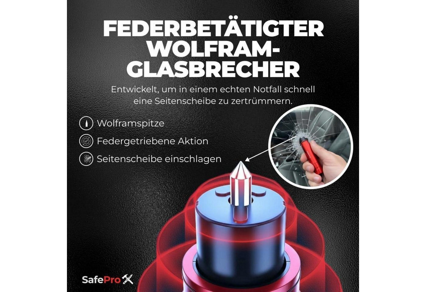 LuxusKollektion KFZ-Verbandkasten Notfallhammer Auto Gurtschneider Glasbrecher Sicherheit 2er-Pack