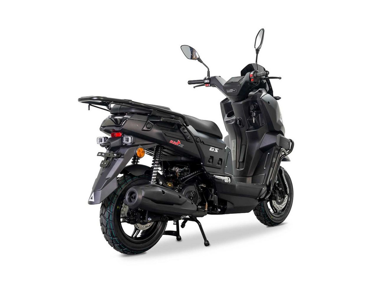 Burnout Motorroller GS-50 Mattschwarz 50 ccm 45 kmh, 50 ccm, 45 km/h, Euro 5, Sturzbügel, Nebelscheinwerfer, LED Display, USB Ladedose, Gepäckträger