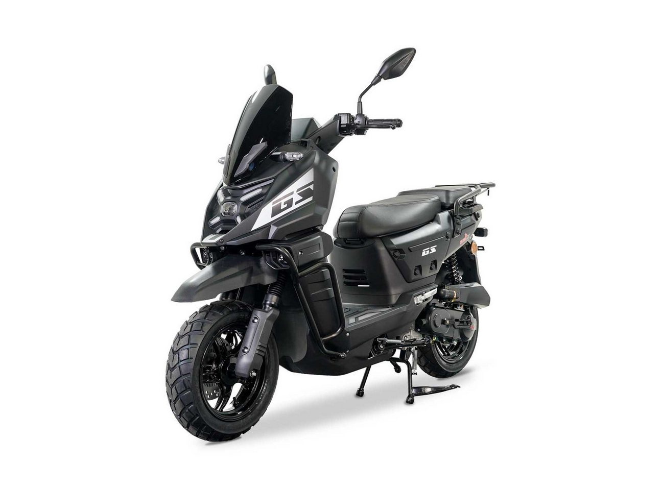 Burnout Motorroller GS-50 Mattschwarz 50 ccm 45 kmh, 50 ccm, 45 km/h, Euro 5, Sturzbügel, Nebelscheinwerfer, LED Display, USB Ladedose, Gepäckträger Bild 3