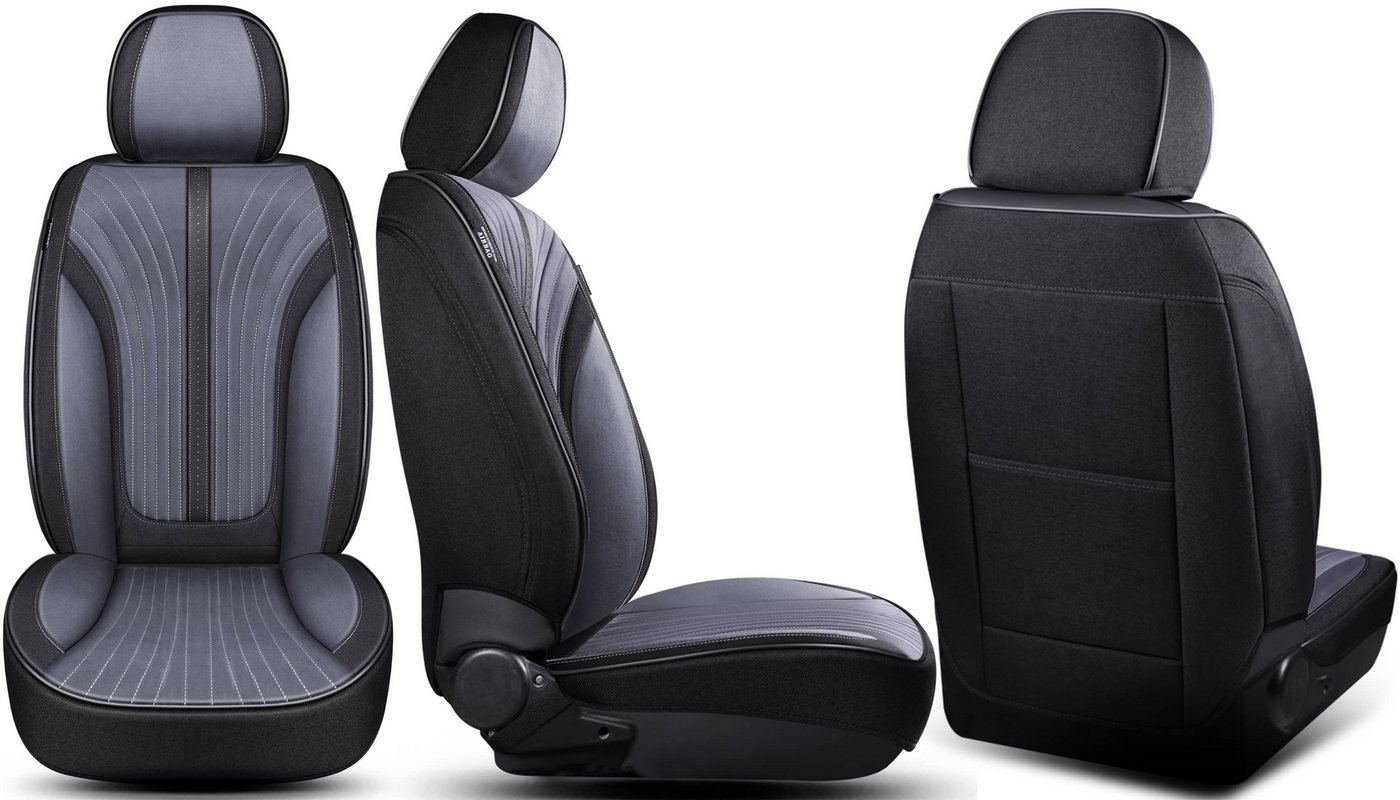 BREMER SITZBEZÜGE Autositzbezug für BMW 3er E90 & E91 Bj 2005-13 V1, Set, 2-tlg., Schonbezüge Sitzbezüge Fahrer und Beifahrer, in Schwarz/Grau Bild 3