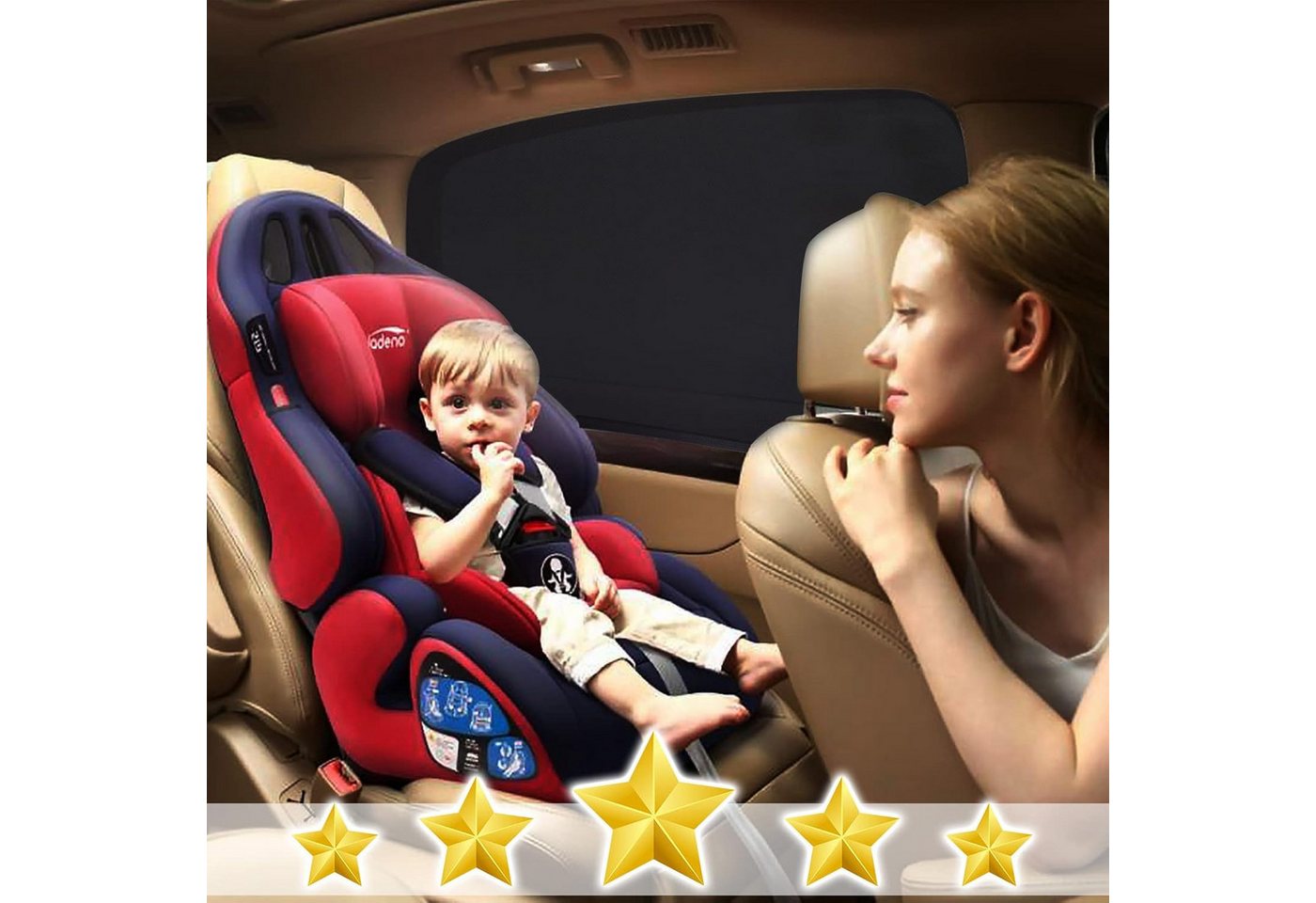 FELIXLEO Autosonnenschutz Trusiel Sonnenschutz Auto Kinder Baby, Netz Universal Rollos Blende Bild 2