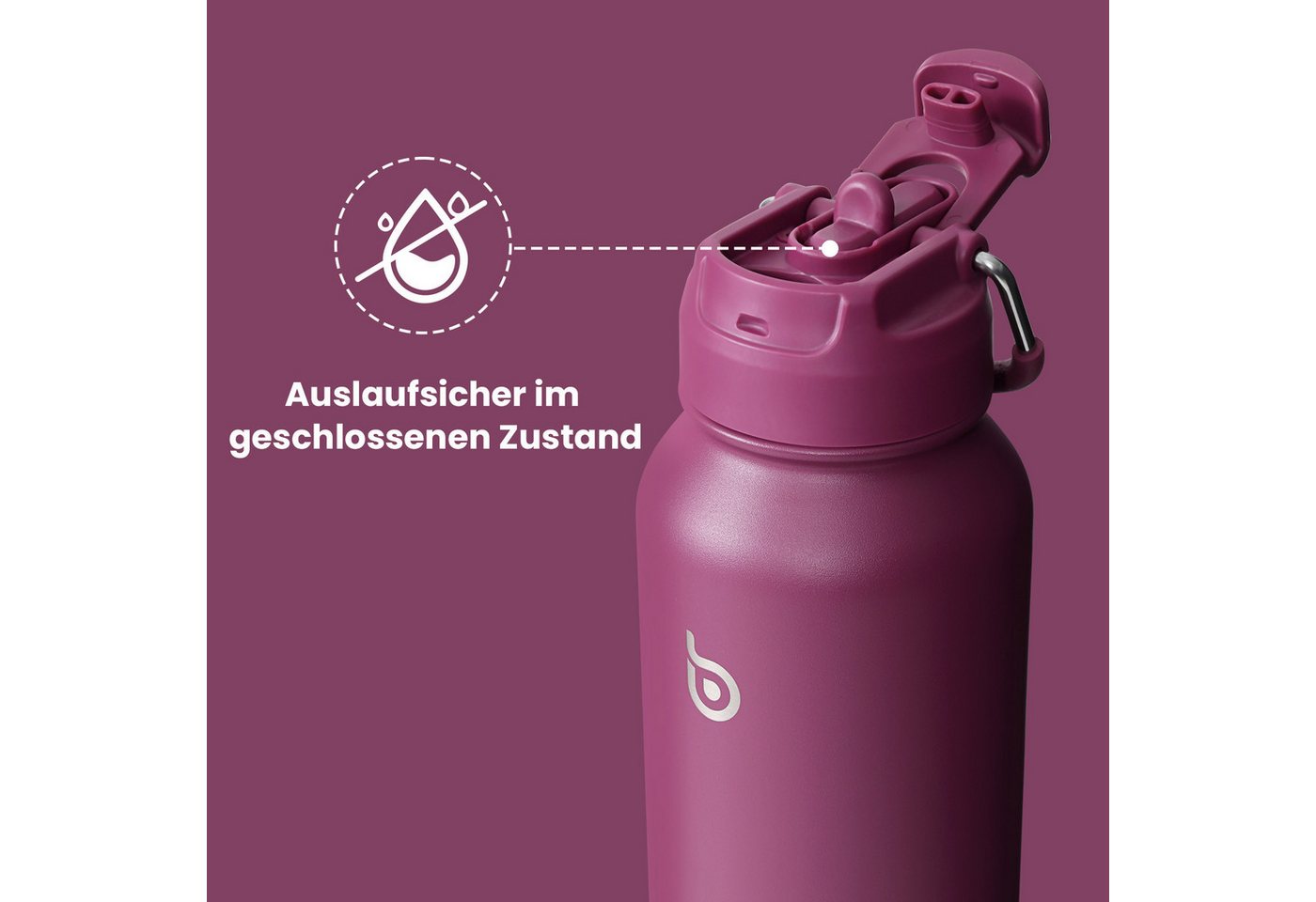 BOTTLE BOTTLE Trinkflasche Sport-Trinkflasche, Edelstahl, isoliert, mit Strohhalm und Pillenhalter, 1L Bild 4