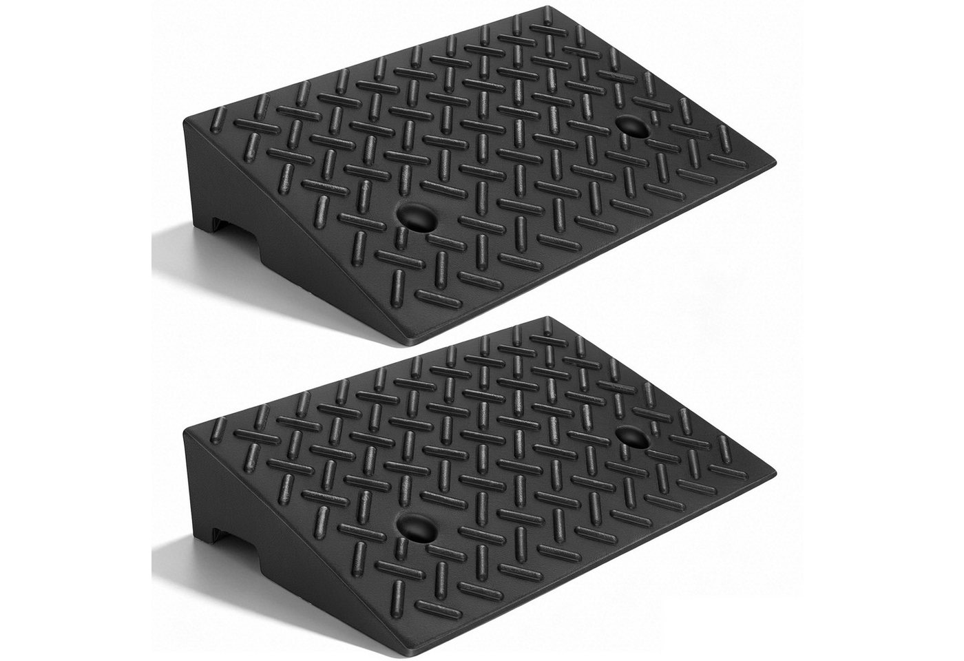 BlingBin Auffahrrampe 2er Set rutschfeste Gummi-Rampen mit Entwässerungssystem (2er Set, 2-St., 49*31,5*10cm), für Bordsteine, Türschwellen, Rollstühle und Autos