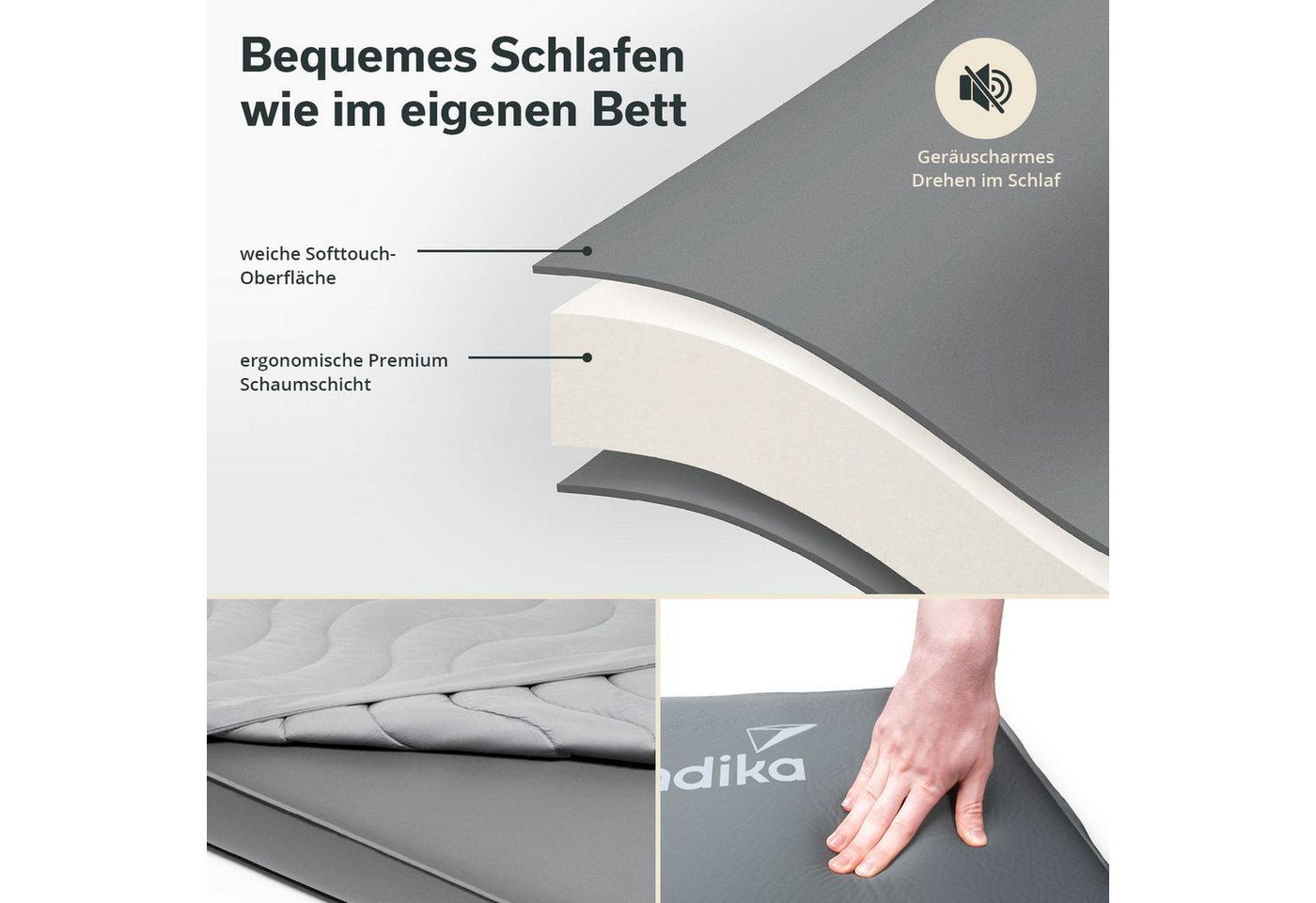 Skandika Luftmatratze Easy 3D Premium Flex, 1 Person, inklusive USB-Pumpe, Schaumstoff, (Tragetasche, Max. Benutzergewicht 150 kg, Gewicht 4,3 kg), Integrierte Pumpe, abnehmbar, wiederaufladbar, R-Wert: 12,3 Bild 5