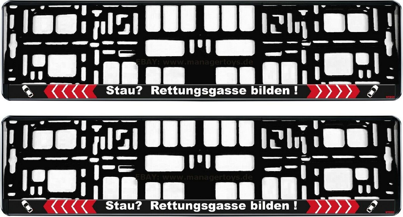 PistolaPeppers Warnschild Zwei Kennzeichenhalter BEI STAU RETTUNGSGASSE BILDEN 2er Schildhalter Bild 4