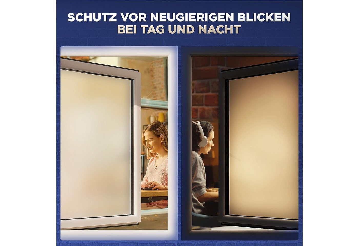 HELDENHAFT Sichtschutzfolie Fensterfolie Blickdicht - Milchglasfolie - Badfenster Sichtschutz, selbstklebende Fensterfolie, blickdicht, Sichtschutzfolie Fenster Bild 2
