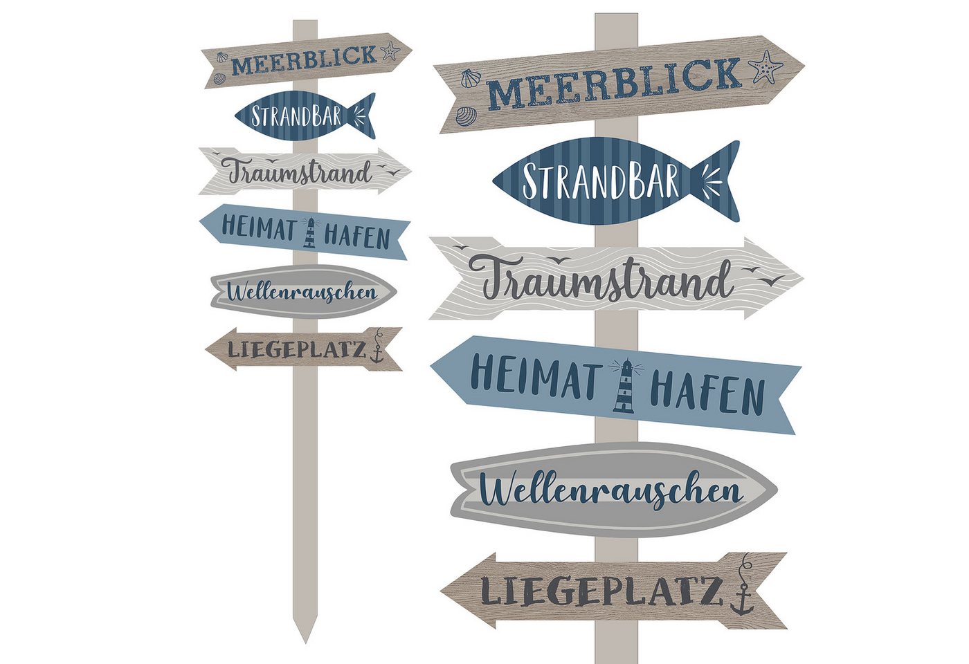 CEPEWA Hinweisschild Strandschild Wegweiser maritim Schild Holz 76cm Gartendeko 6 Planken Bild 2