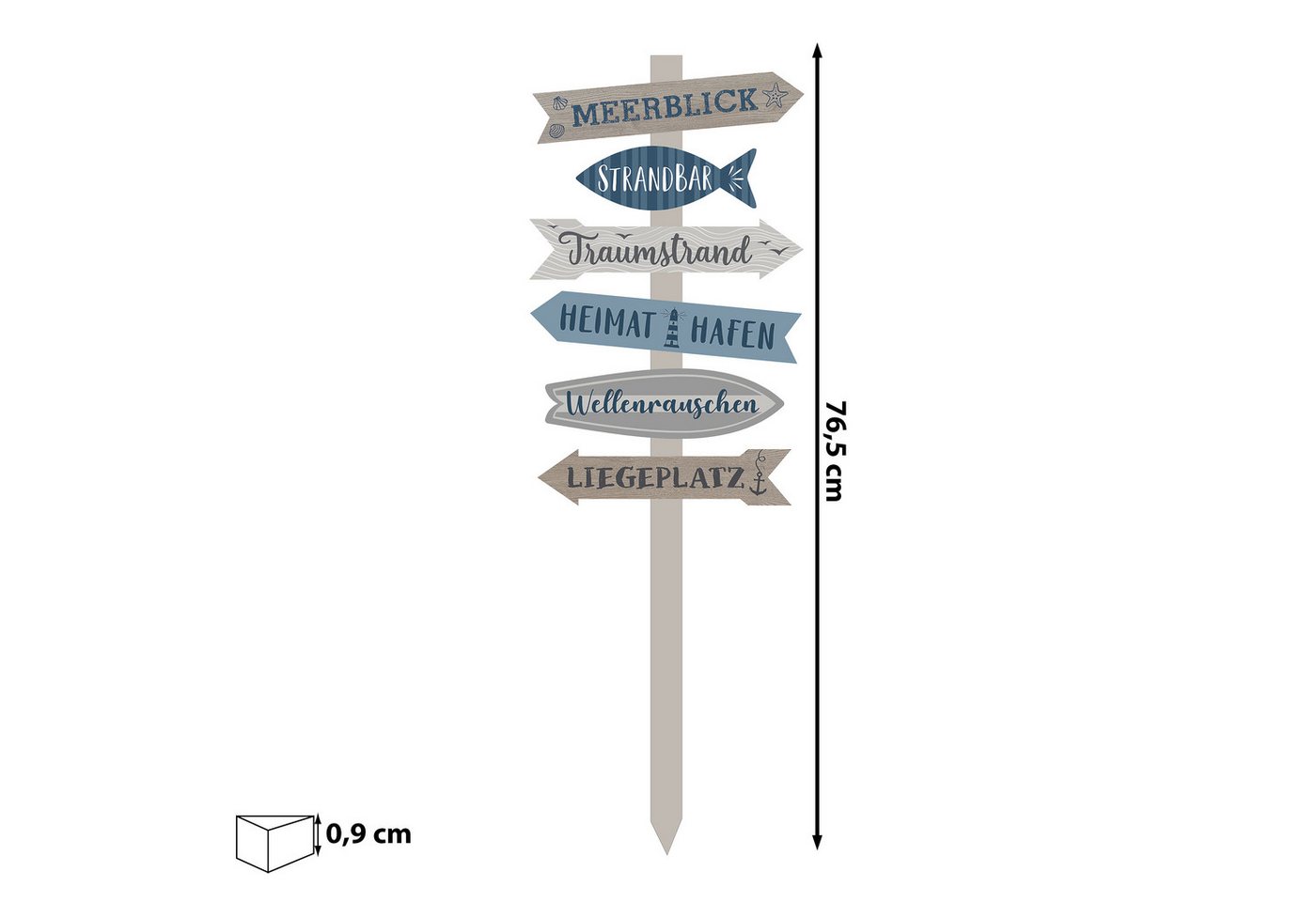 CEPEWA Hinweisschild Strandschild Wegweiser maritim Schild Holz 76cm Gartendeko 6 Planken Bild 4