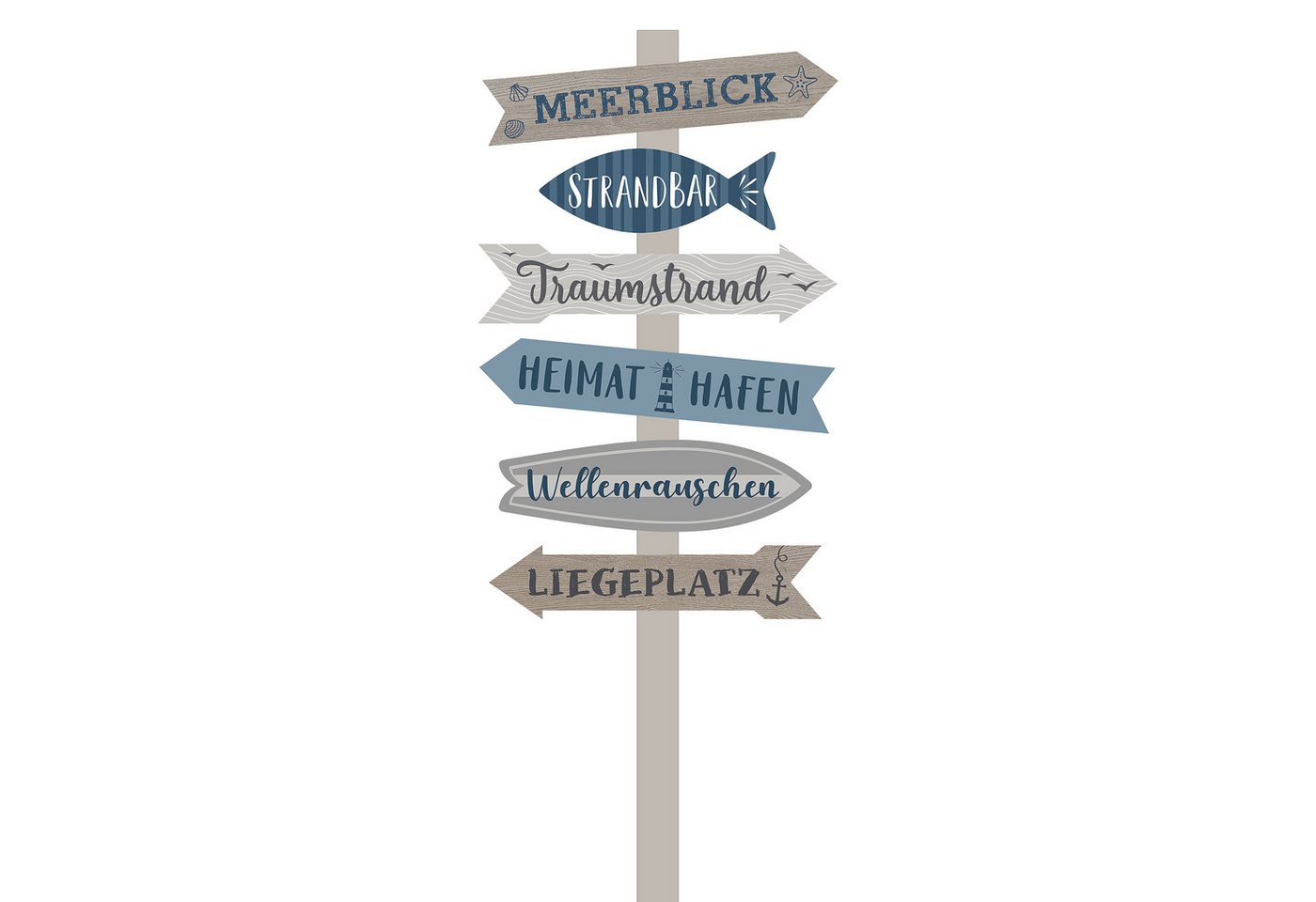CEPEWA Hinweisschild Strandschild Wegweiser maritim Schild Holz 76cm Gartendeko 6 Planken Bild 5