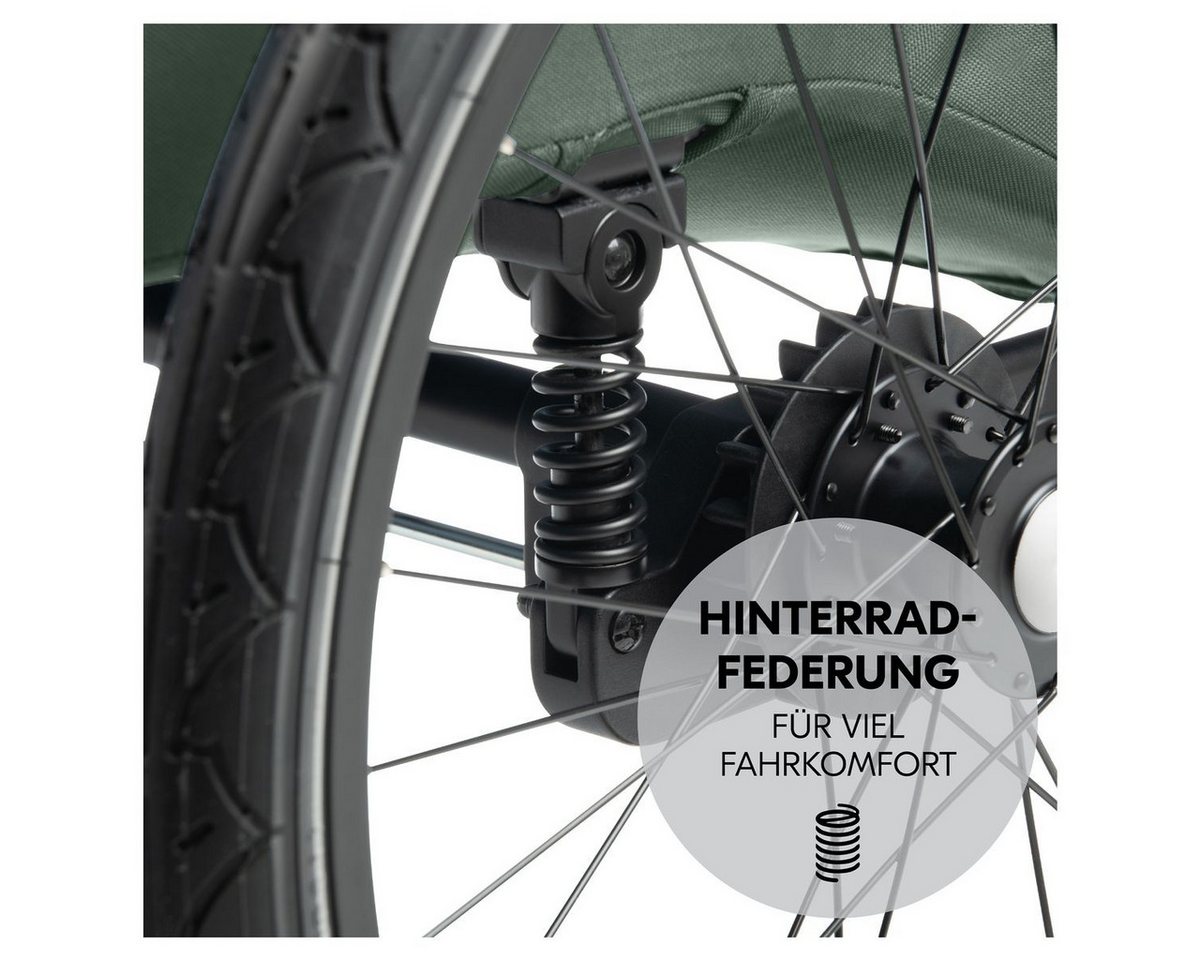 Hauck Fahrradkinderanhänger Dryk Duo Plus - Dark Green, Fahrradanhänger Buggy für 2 Kinder mit Regen-& Sonnenschutz bis 44 kg Bild 4