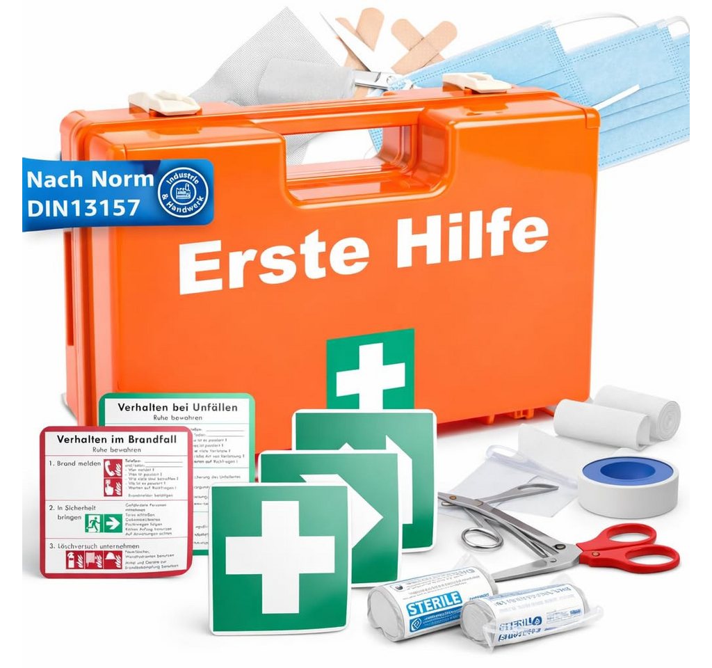 Praktikraft KFZ-Verbandtasche Erste Hilfe Koffer - DIN 13157 Kasten für Wand & Zuhause & Betrieb, (Set, 1 St) Bild 3