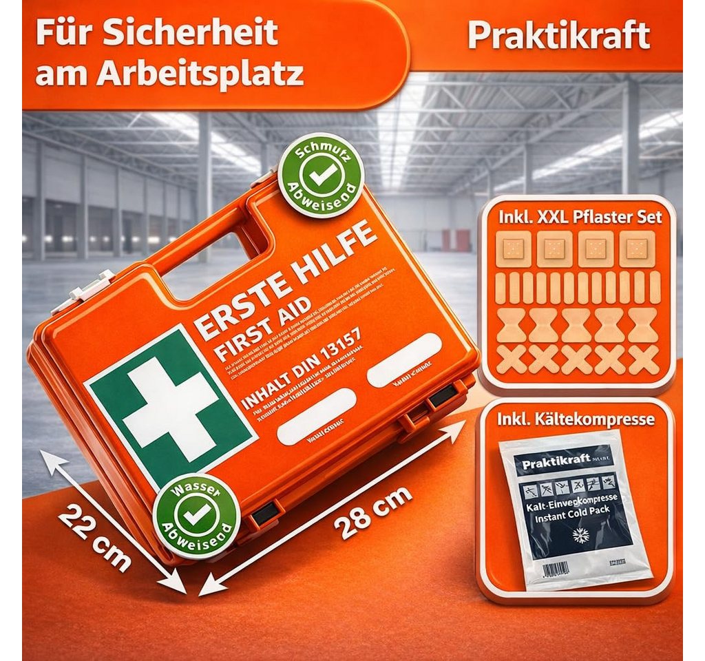 Praktikraft KFZ-Verbandtasche Erste Hilfe Koffer - DIN 13157 Kasten für Wand & Zuhause & Betrieb, (Set, 1 St) Bild 5