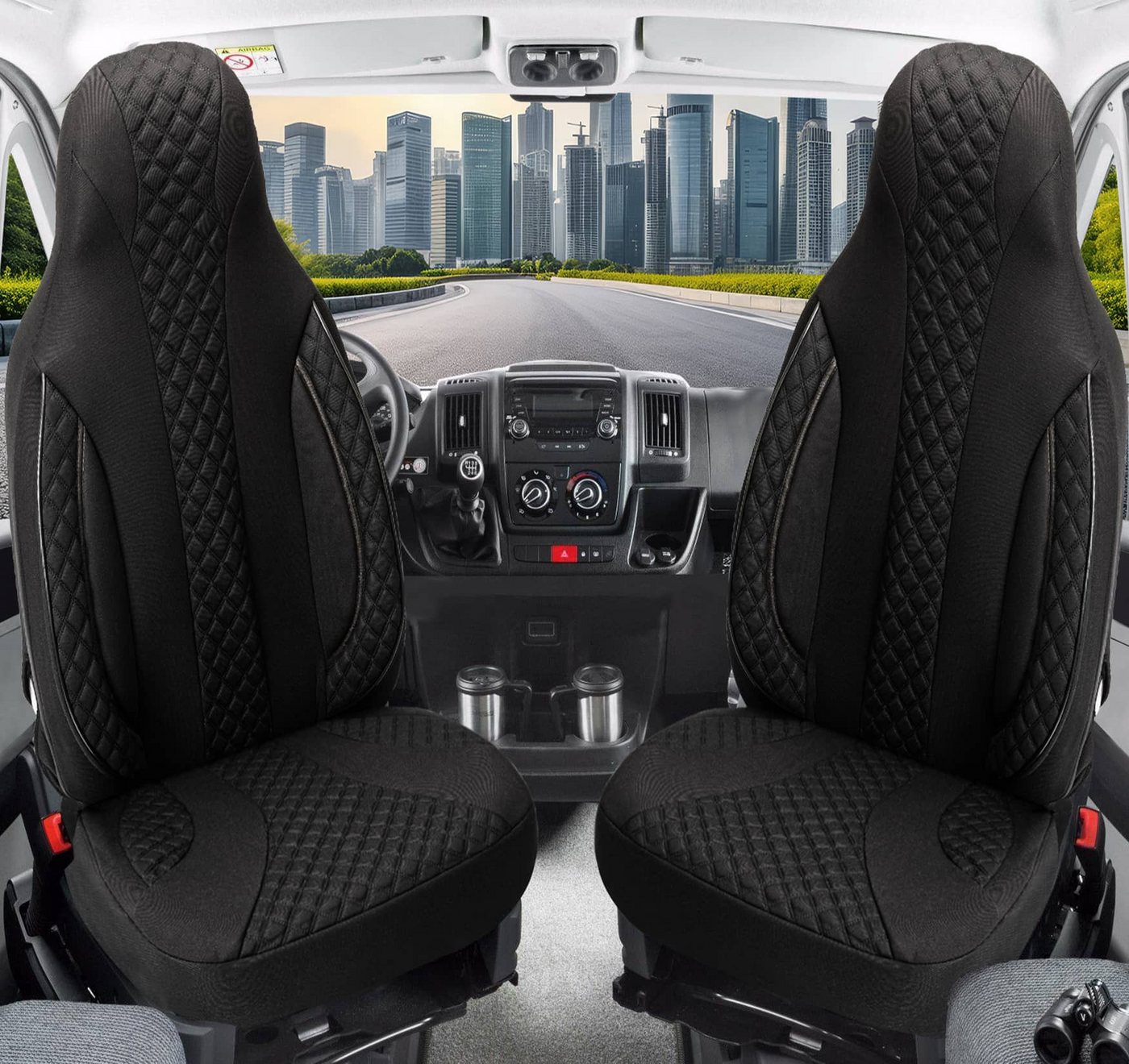 BREMER SITZBEZÜGE Autositzbezug für Skoda Karoq BJ ab 2017 (PL404), Set, 2-tlg., Schonbezüge Sitzbezüge Fahrer und Beifahrer, in Schwarz Bild 4