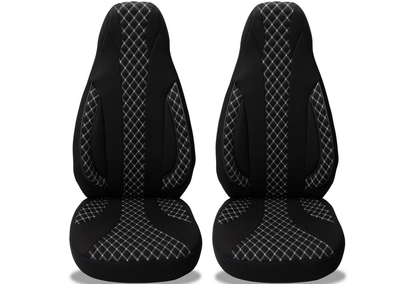 BREMER SITZBEZÜGE Autositzbezug für VW Up BJ ab 2011 (PL408), Set, 2-tlg., Schonbezüge Sitzbezüge Fahrer und Beifahrer, in Schwarz/Weiß