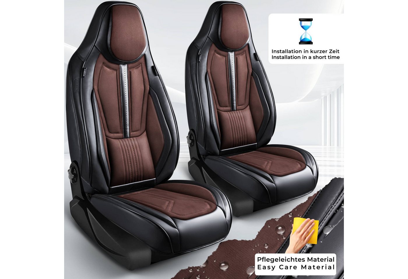 BREMER SITZBEZÜGE Autositzbezug für Fiat Ducato III Bj ab 2006 DS9, Set, 2-tlg., Schonbezüge Sitzbezüge Fahrer und Beifahrer, in Schwarz/Coffee Bild 5