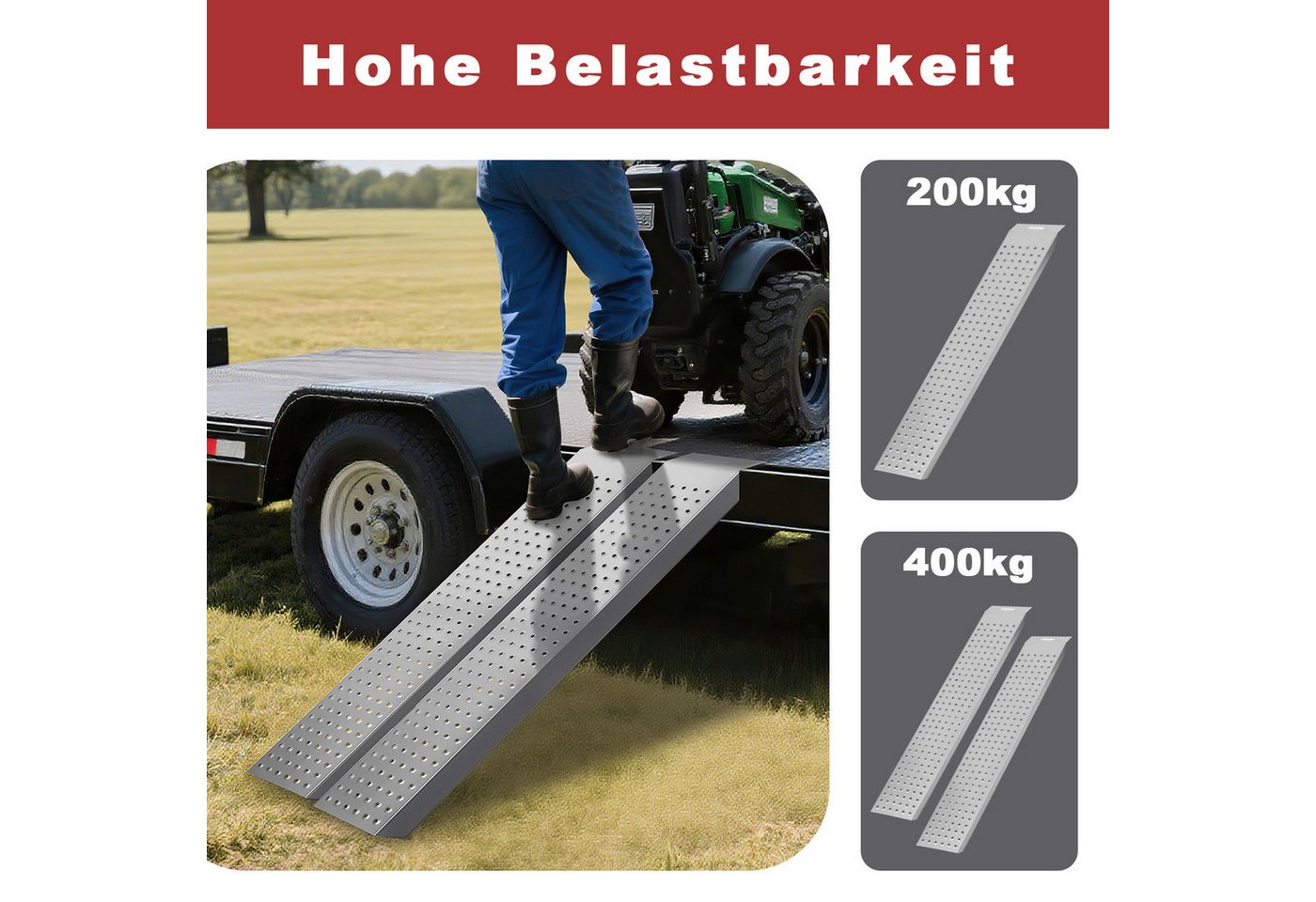 Clanmacy Auffahrrampe 2X Auffahrrampe Verladerampe 135cm Verzinkt Auto Laderampe bis 400kg (2-St) Bild 2