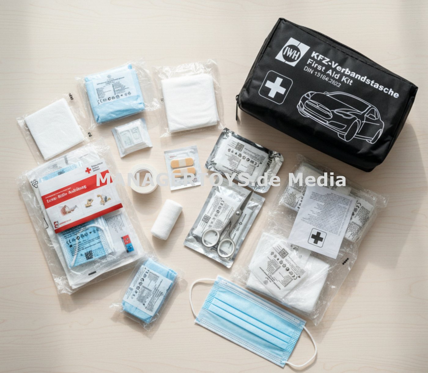 IWH KFZ-Verbandtasche Erste Hilfe Verbandszeug aktuelle DIN Norm lange steril Bild 2