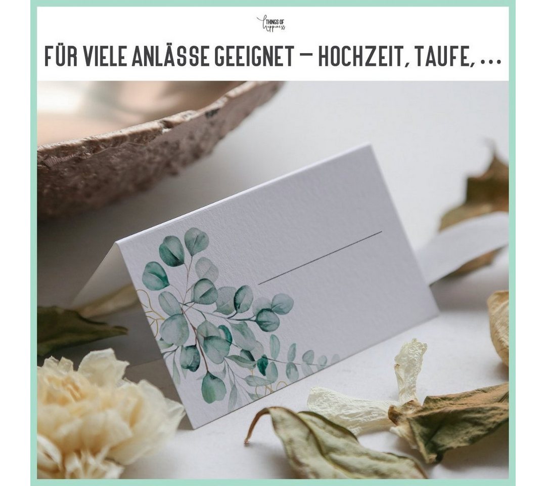 Things of Happiness Hinweisschild Namenskarten Namensschilder Platzkarten Hochzeit Tagung Geburtstag, 50 Stück im Set, beschreibbar