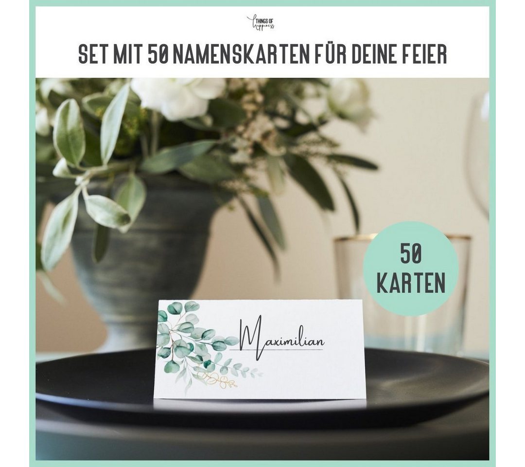 Things of Happiness Hinweisschild Namenskarten Namensschilder Platzkarten Hochzeit Tagung Geburtstag, 50 Stück im Set, beschreibbar Bild 5