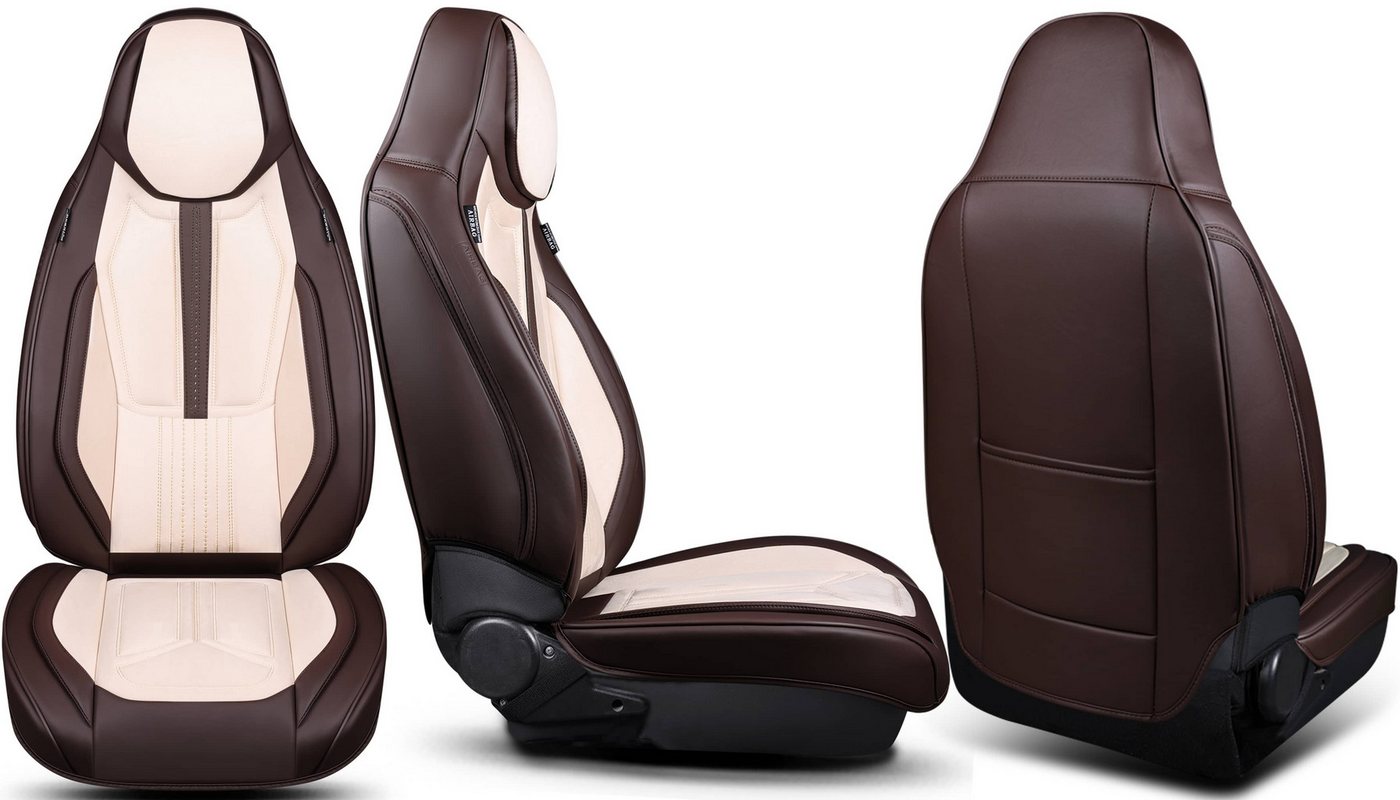 BREMER SITZBEZÜGE Autositzbezug für Seat Leon Bj ab 2020 DS8, Set, 2-tlg., Schonbezüge Sitzbezüge Fahrer und Beifahrer, in Braun/Beige Bild 2