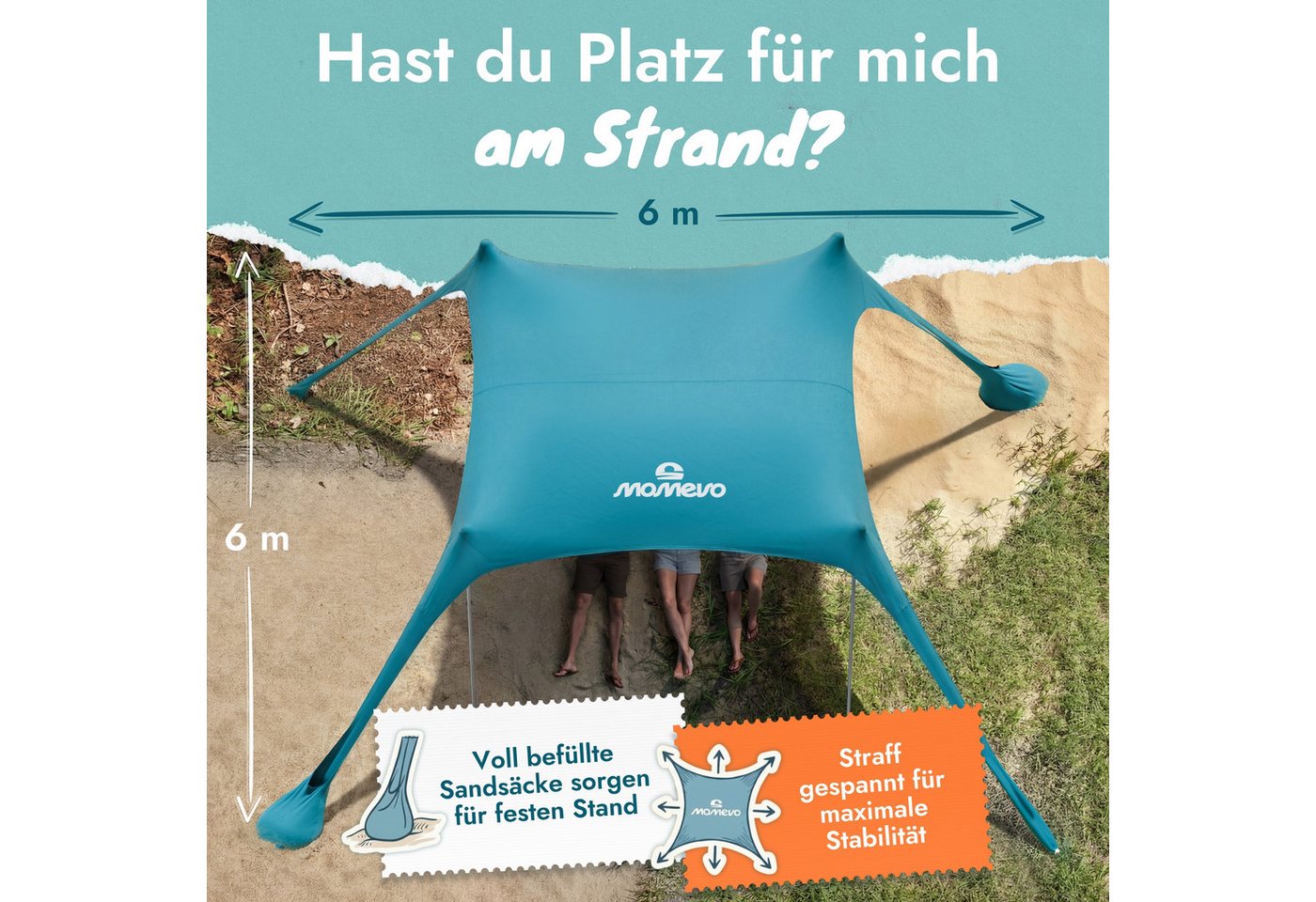 Momevo Strandmuschel Sunsail XL Strandzelt & XXL Strandmuschel für 6 Personen, Personen: 6 Bild 5