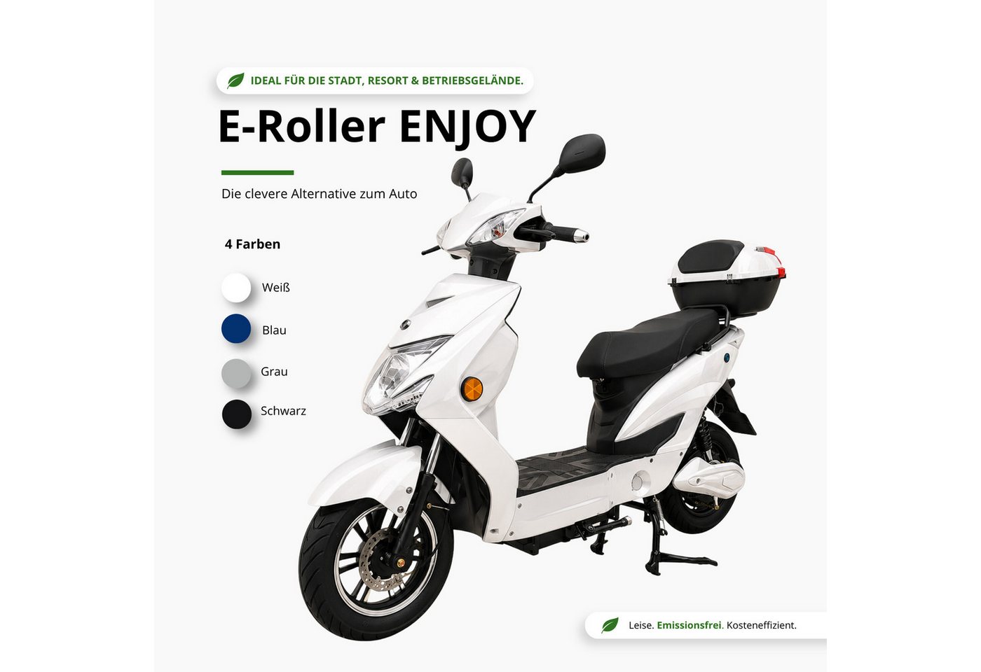 Urban Hopper E-Motorroller Elektro-Roller mit Straßenzulassung in Grau Urban Hopper Enjoy, 1000 W, 45 km/h, Reichweite ca. 75 km mit LED, Scheibenbremsen Inklusive Top-Case Bild 5