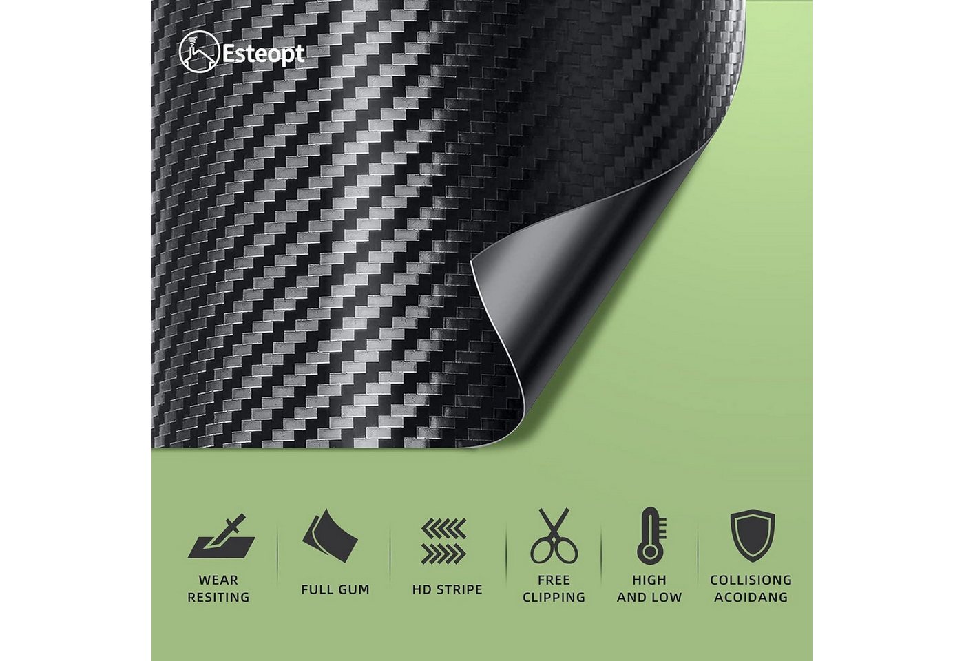 LuxusKollektion Lackschutzfolie Carbon Folie Kohlefaser Aufkleber 5cm*10m Schwarz Selbstklebend Auto Bild 2