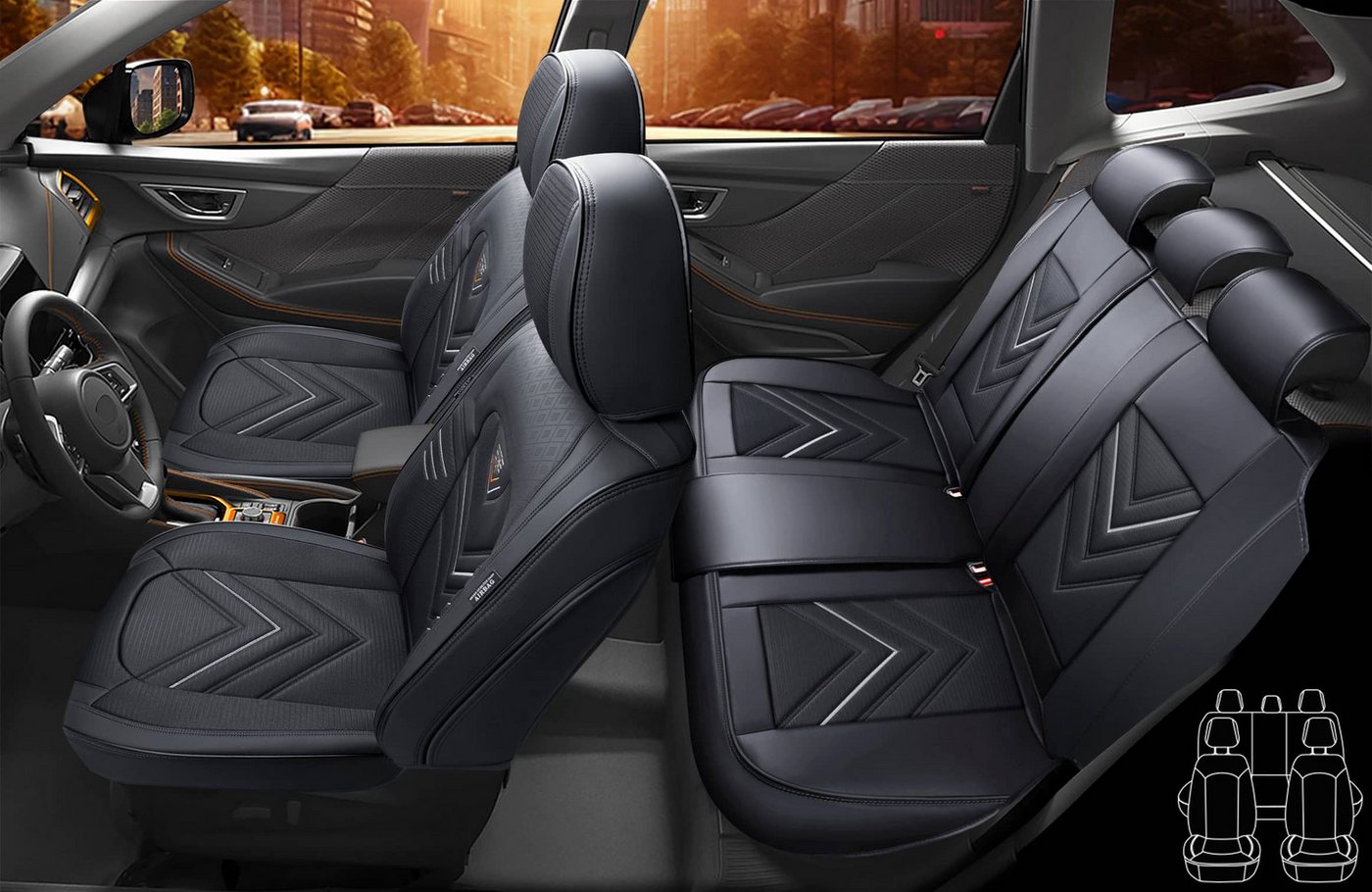 BREMER SITZBEZÜGE Autositzbezug für Skoda Kodiaq Bj ab 2016 (FSL3), Set, 2-tlg., Komplettset Vorne und Hinten, in Schwarz