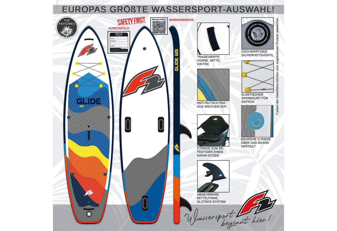 F2 SUP-Board F2 SUP Stand Up Paddle Board Glide WS 10'8'' Grau, Stand up paddle board Bild 3