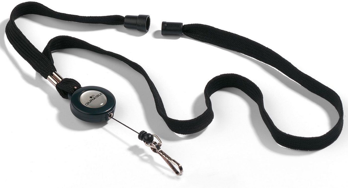 DURABLE Hinweisschild Textilband mit Jojo für Namensschilder und Ausweishalter 44cm schwarz