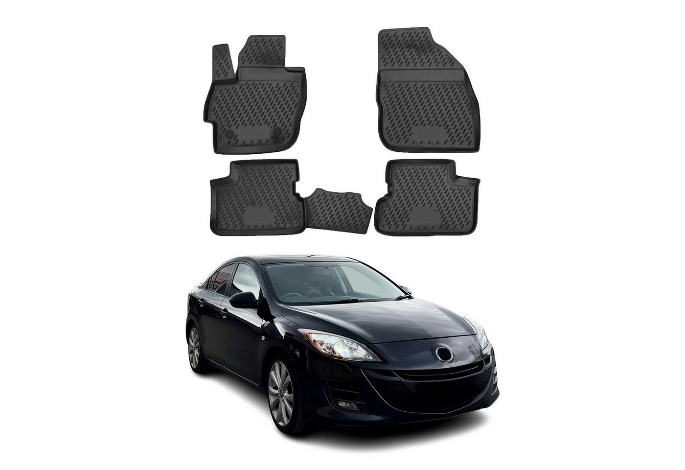 OMAC Auto-Fußmatten für Mazda 3 2009-2013 Schwarz 4 tlg TPE Automatten (4 St), für Mazda 3 2009-2013 Mazda 3 2009-2013, Antirutsch,Wasserfest,Einfache Installation Bild 2