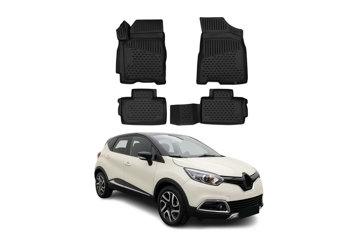 OMAC Auto-Fußmatten für Renault Captur 2013-2019 Schwarz 4 tlg TPE (4 St), für Renault Captur 2013-2019 Renault Captur 2013-2019, Antirutsch,Wasserfest,Einfache Installation Bild 3