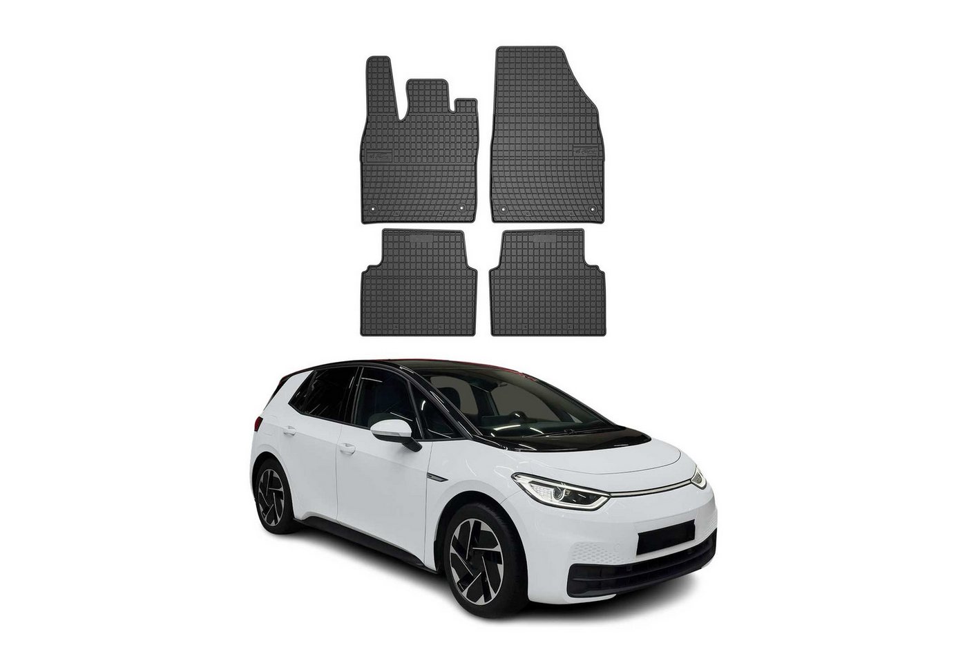 OMAC Auto-Fußmatten für VW ID.3 2019-2025 Gummimatten Schwarz 4 tlg (4 St), für VW ID.3 2019-2025 VW ID.3 2019-2025, Antirutsch,Wasserfest,Einfache Installation Bild 4