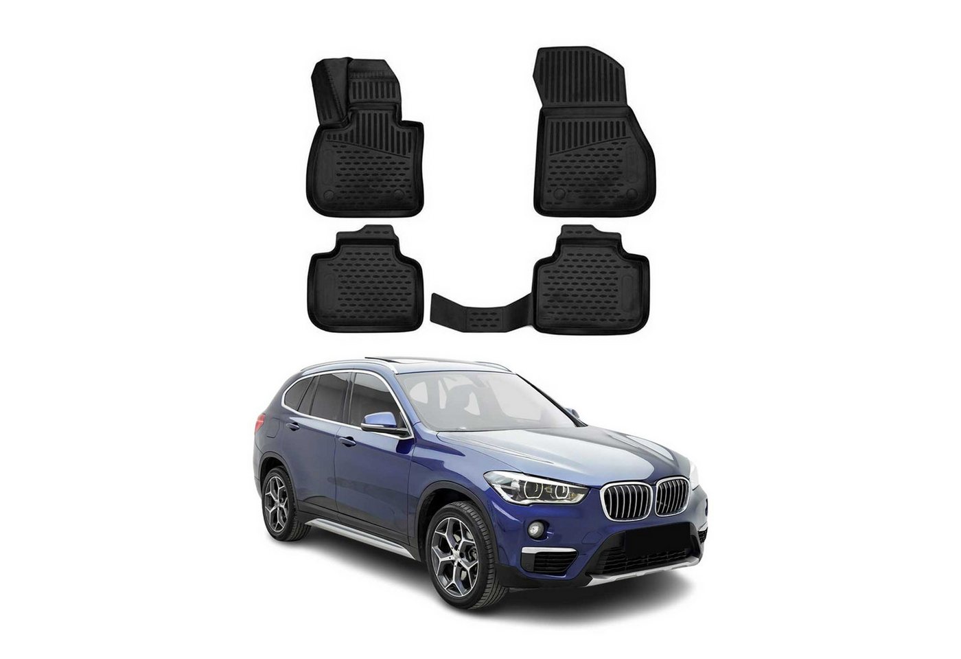 OMAC Auto-Fußmatten für BMW X1 F48 2015-2022 Schwarz 4 tlg TPE (4 St), für BMW X1 F48 2015-2022 BMW X1 F48 2015-2022, Antirutsch,Wasserfest,Einfache Installation Bild 3