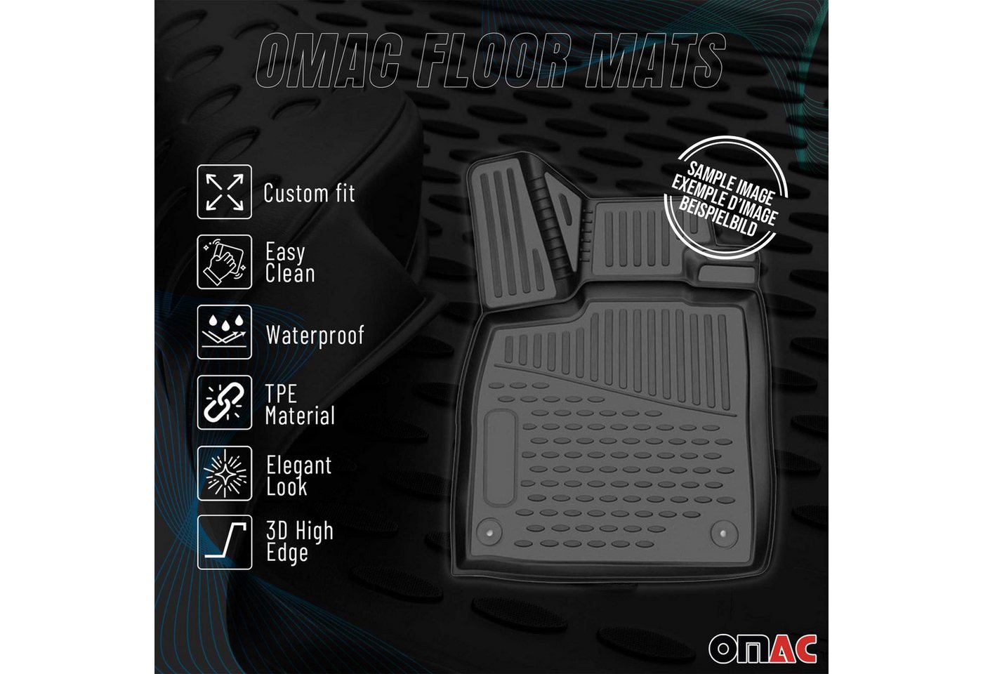 OMAC Auto-Fußmatten für Mitsubishi Eclipse Cross 2017-2024 Schwarz 4 tlg (4 St), für Mitsubishi Eclipse Cross 2017-2024 Mitsubishi Eclipse Cross 2017-2024, Antirutsch,Wasserfest,Einfache Installation Bild 4