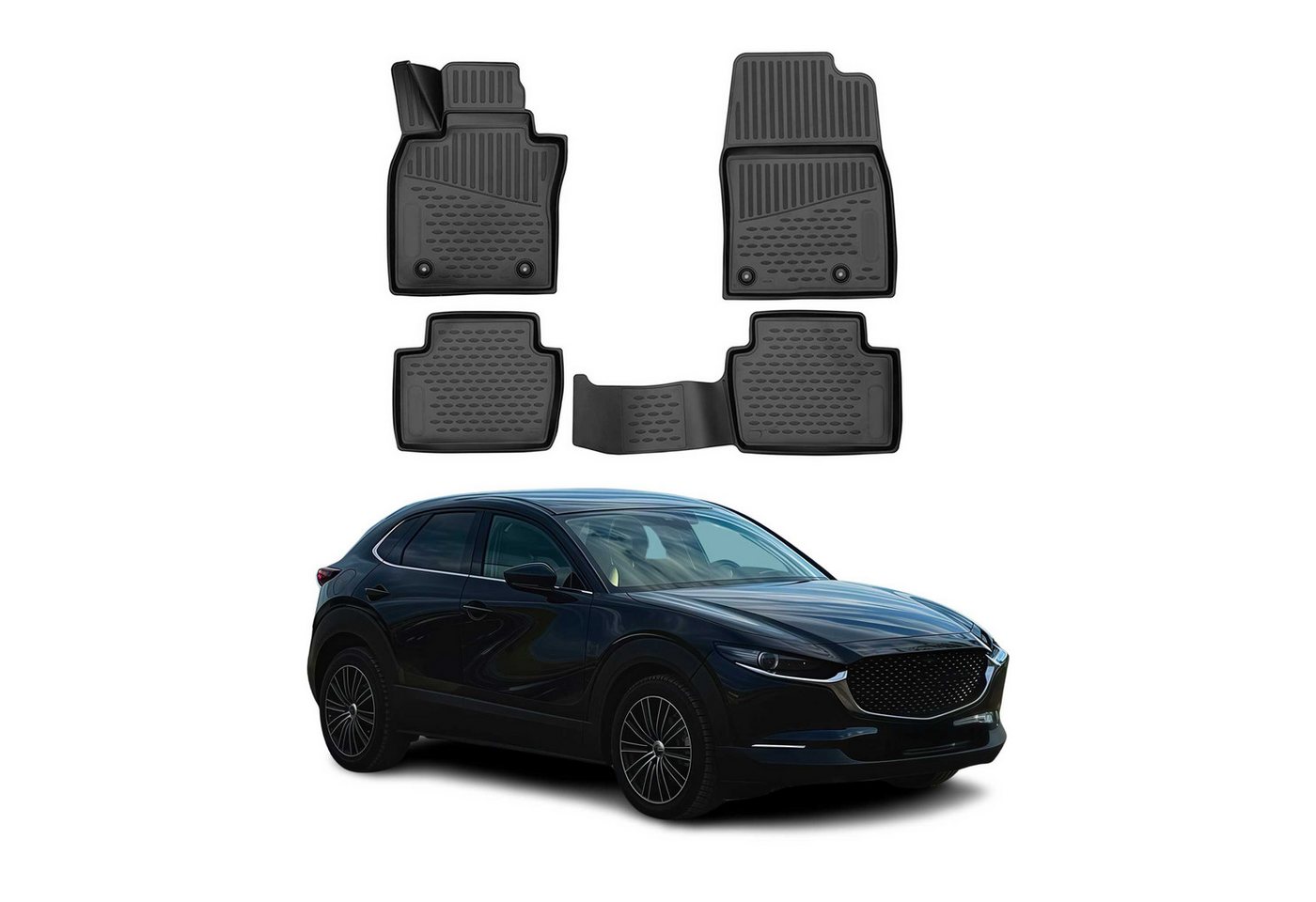 OMAC Auto-Fußmatten 2019-2025 Mazda CX-30 Fußmatten TPE Schwarz 4 tlg (4 St), für Mazda CX-30 2019-2025 Mazda CX-30 2019-2025, Antirutsch,Wasserfest,Einfache Installation Bild 5