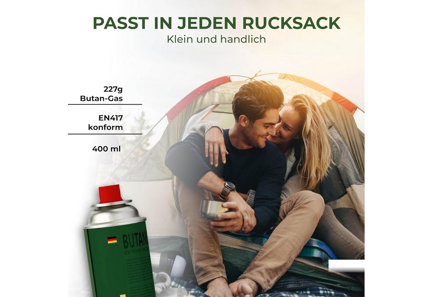 STAHLMANN COMMERCE GmbH Gaskartusche Gaskartuschen 28x 227 g [Made in EU] Butangas MSF-1a Ventil EN417, Zubehör für Gaskocher,Unkrautbrenner,Gasbrenner,Campingkocher, 28 St., 28 x 227 g · Made in EU · MSF-1a Ventil · EN417 Bild 2