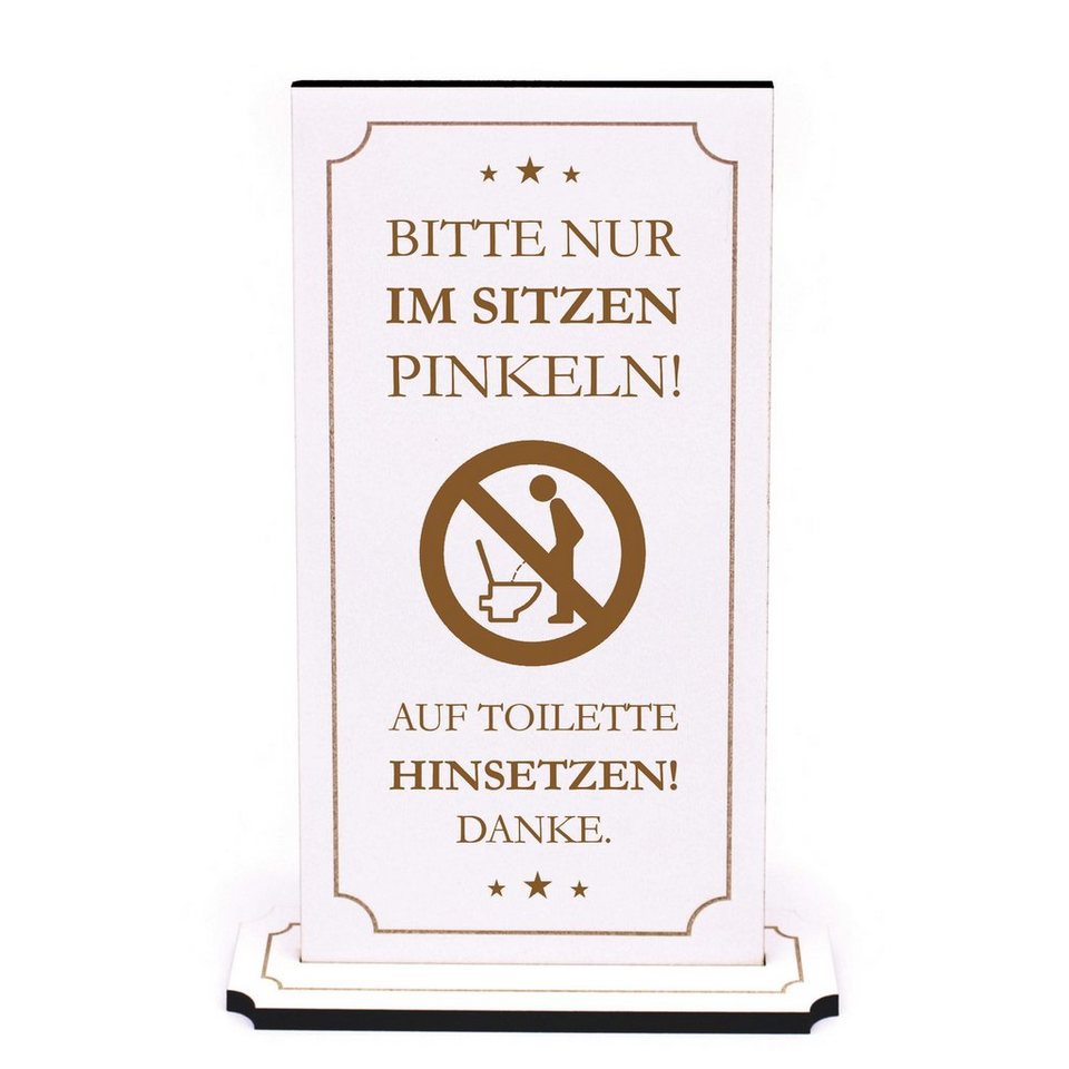 Dekolando Hinweisschild Aufsteller Toilette WC - Bitte nur im Sitzen Pinkeln Hinsetzen Schild, (weiß), 10 x 20 x 0,5 cm, zweiteilig Bild 3