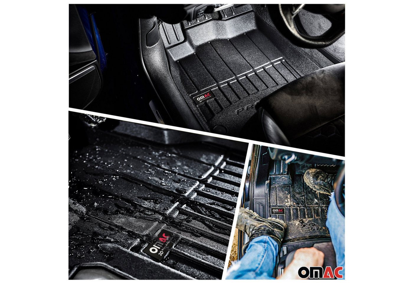 OMAC Auto-Fußmatten Kofferraumwanne Set für Mercedes GLE V167 2019-2025 Gummi 5x (5 St), für Mercedes GLE V167 2019-2025 Mercedes GLE V167 2019-2025, Einfache Installation,Antirutsch,Leicht zu reinigen Bild 4