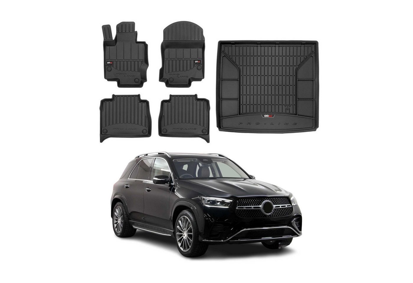 OMAC Auto-Fußmatten Kofferraumwanne Set für Mercedes GLE V167 2019-2025 Gummi 5x (5 St), für Mercedes GLE V167 2019-2025 Mercedes GLE V167 2019-2025, Einfache Installation,Antirutsch,Leicht zu reinigen Bild 5